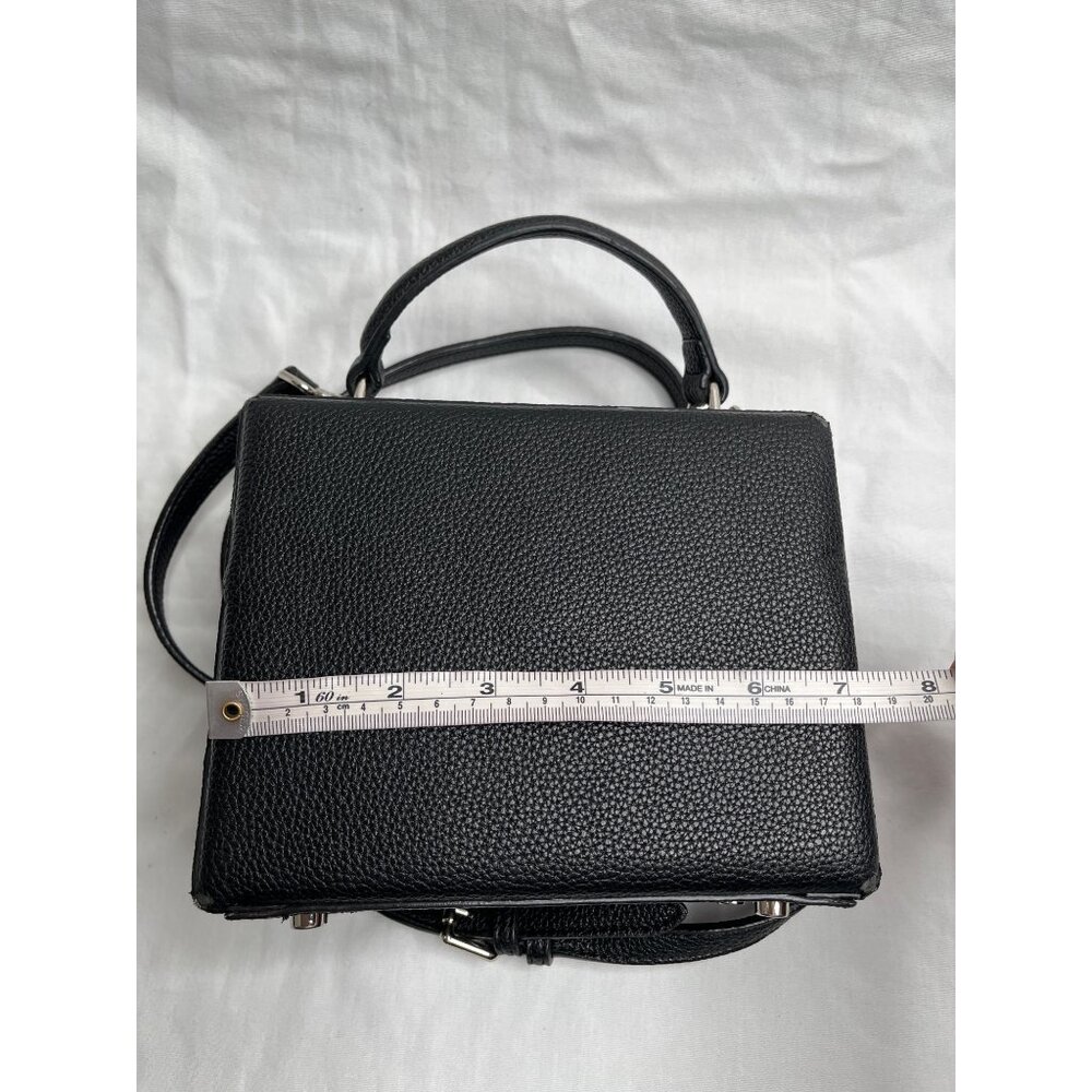 Brandon Blackwood Top Handle Small Trunk Bag Purse Black Pebbled Leather - Picture 8 of 12